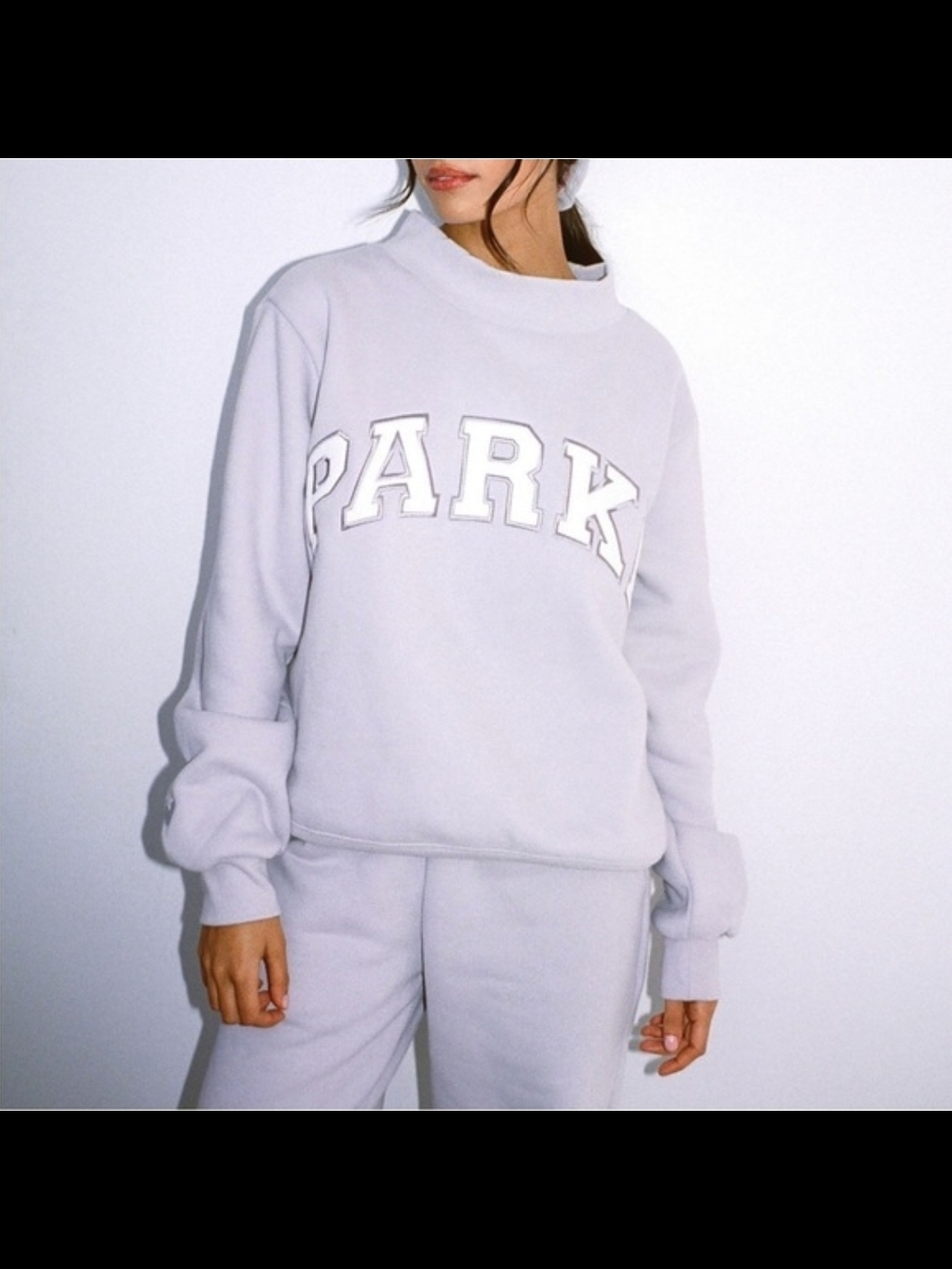 PARKE Oversized Sweatshirt Lavender Mock Neck Cozy Lounge Top S/M